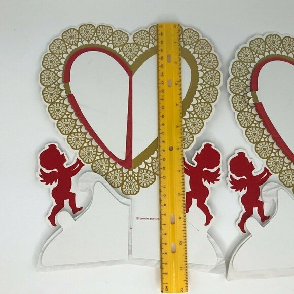 Vintage 80s Beistle Valentine Heart Cupid Art Tissue Honeycomb Centerpiece x 2 - Picture 6 of 12